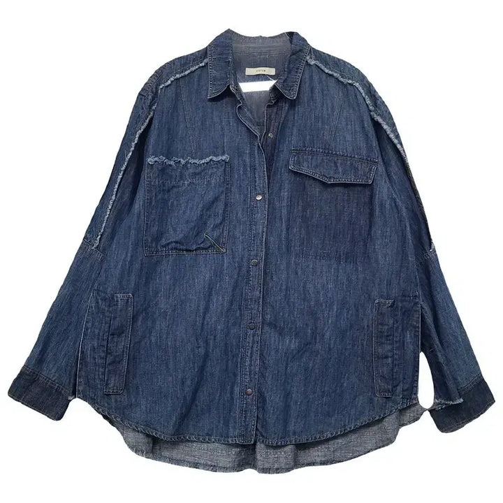 [BUNJANG] System Blue Indigo Oversized Denim Shirt / 시스템 블루 인디고 오버핏 데님 셔츠 82-94-160
