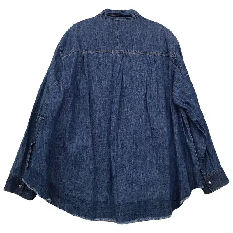 [BUNJANG] System Blue Indigo Oversized Denim Shirt / 시스템 블루 인디고 오버핏 데님 셔츠 82-94-160