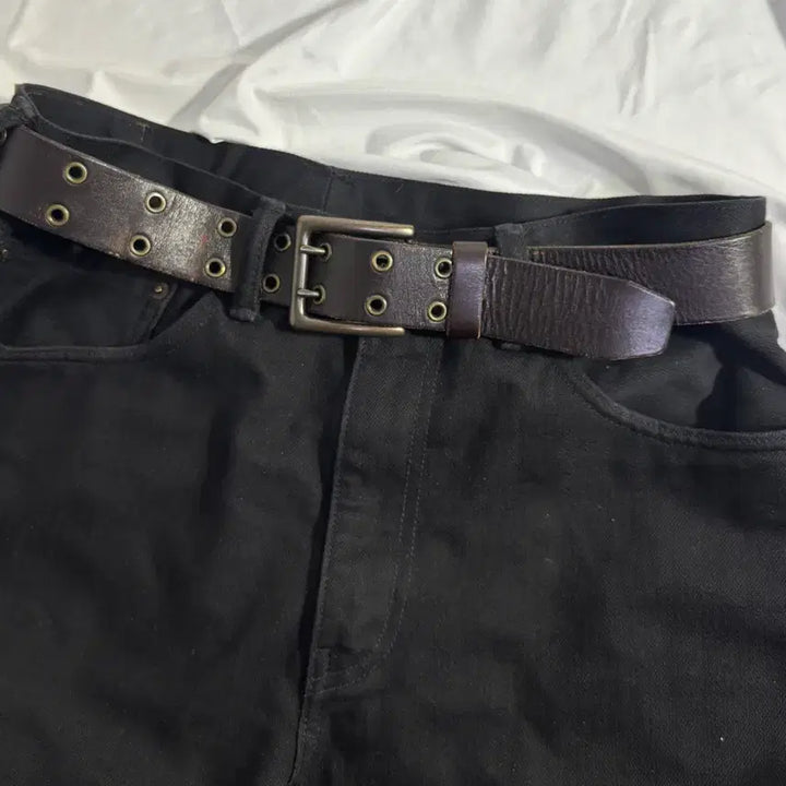 [BUNJANG] Vintage Eyelet Leather Belt / 빈티지 아일렛 레더 벨트