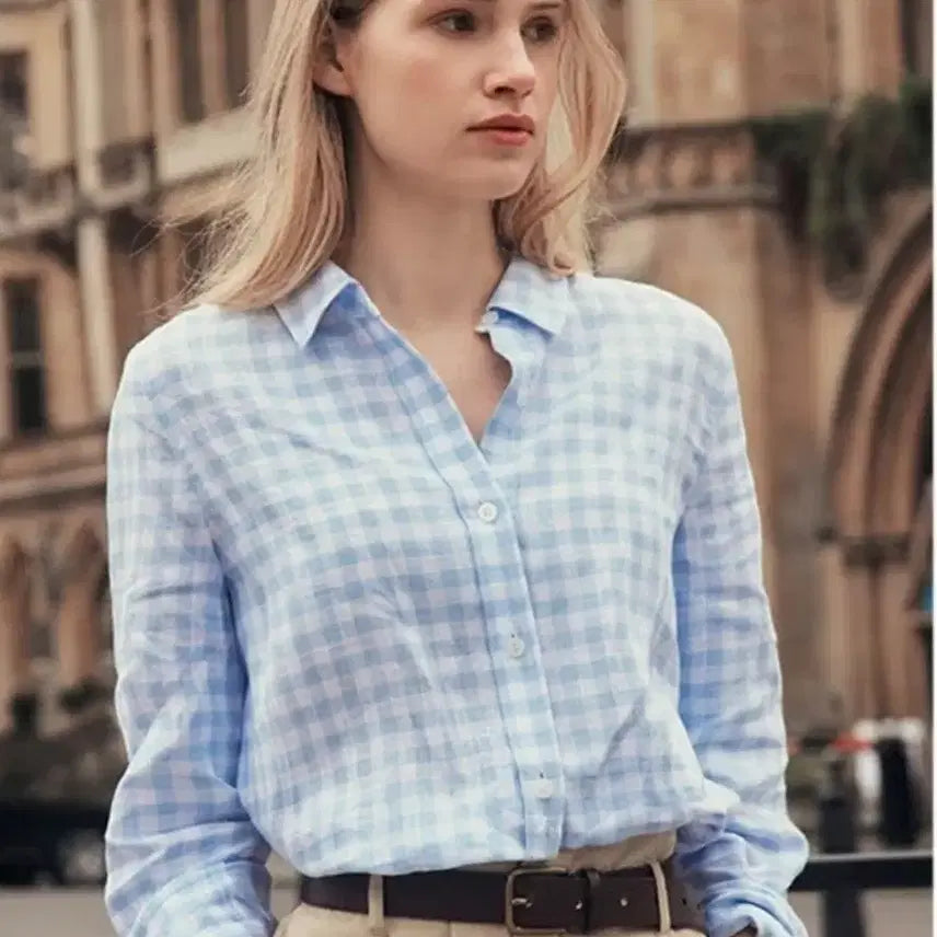 [BUNJANG] Aquascutum Linen Shirt Sky Blue / 아쿠아스큐텀 린넨 셔츠(새제품)