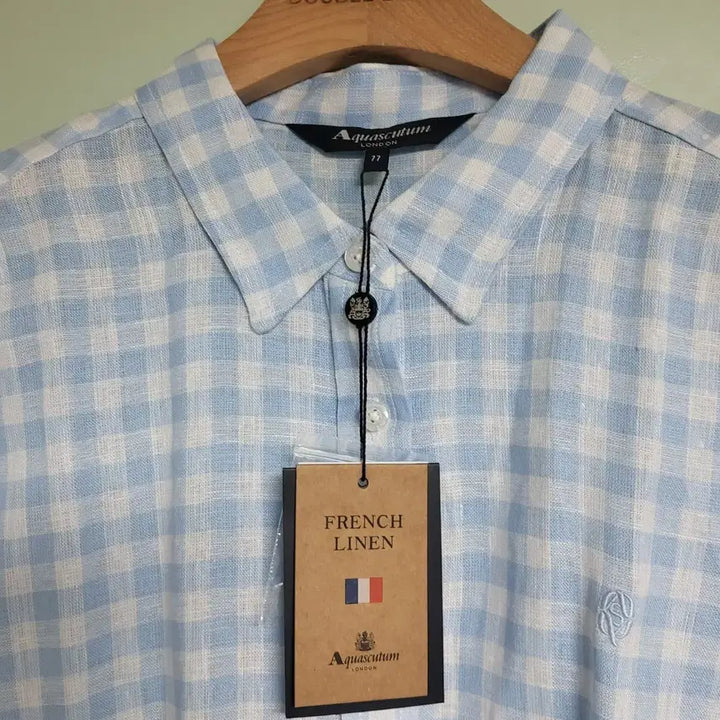 [BUNJANG] Aquascutum Linen Shirt Sky Blue / 아쿠아스큐텀 린넨 셔츠(새제품)
