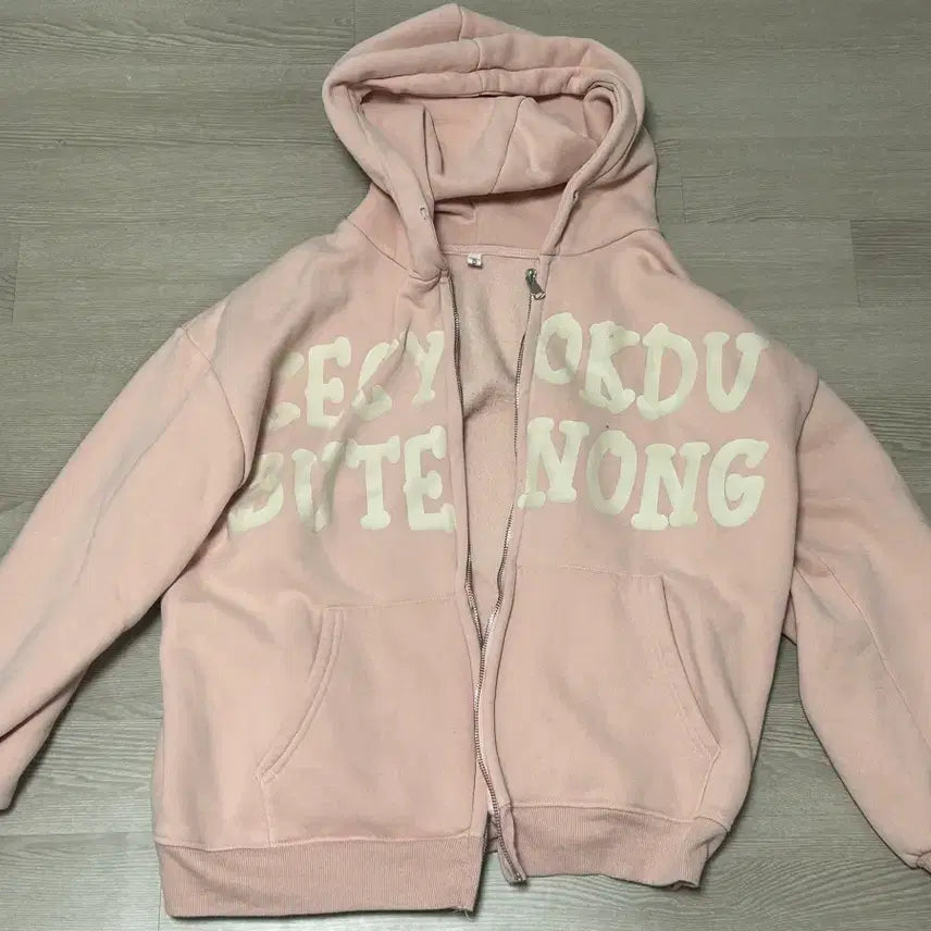 [BUNJANG] Pink Hoodie Zip-up / 핑크 후드집업
