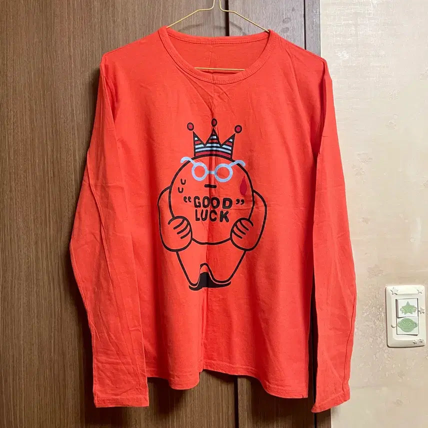 [BUNJANG] Orange Printing Long Sleeve T-Shirt / 오렌지 주황색 프린팅 긴팔 티셔츠 긴팔티