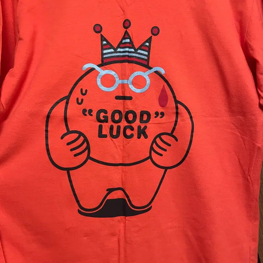 [BUNJANG] Orange Printing Long Sleeve T-Shirt / 오렌지 주황색 프린팅 긴팔 티셔츠 긴팔티