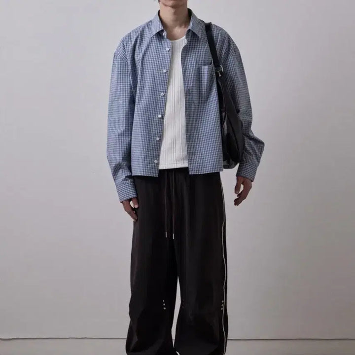 [BUNJANG] Lehab Segment Check Crop Shirt Blue M / 르아브 세그먼트 체크 크롭 셔츠 새상품 선착순 세일(가격내림)