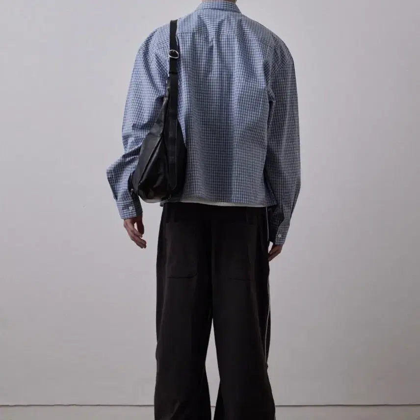 [BUNJANG] Lehab Segment Check Crop Shirt Blue M / 르아브 세그먼트 체크 크롭 셔츠 새상품 선착순 세일(가격내림)