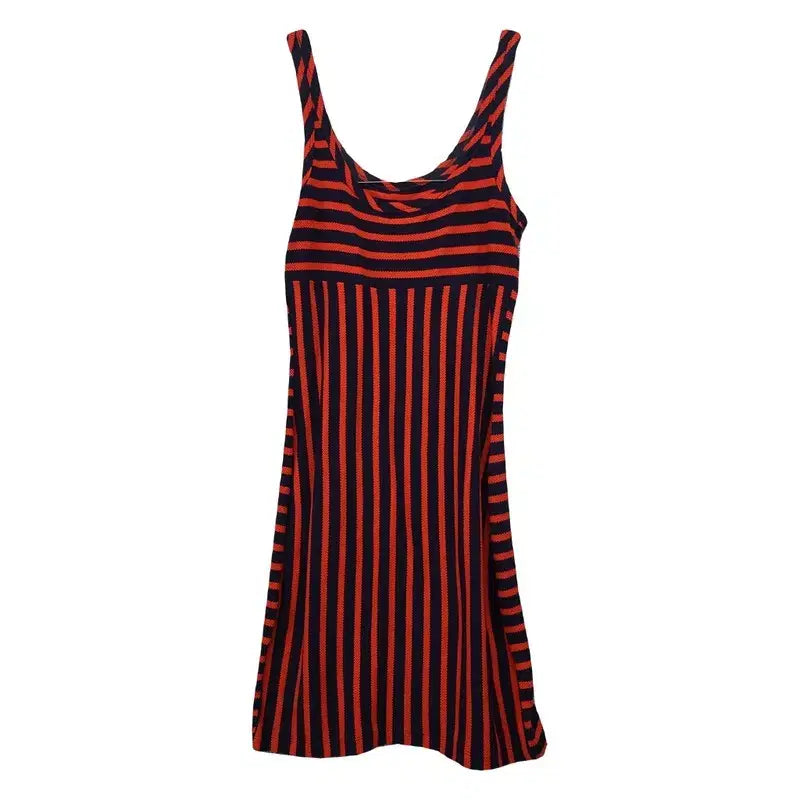 [BUNJANG] Lacoste Striped Logo Sleeveless Dress Red / 라코스테 스트라이프 로고 레드 민소매 원피스 90