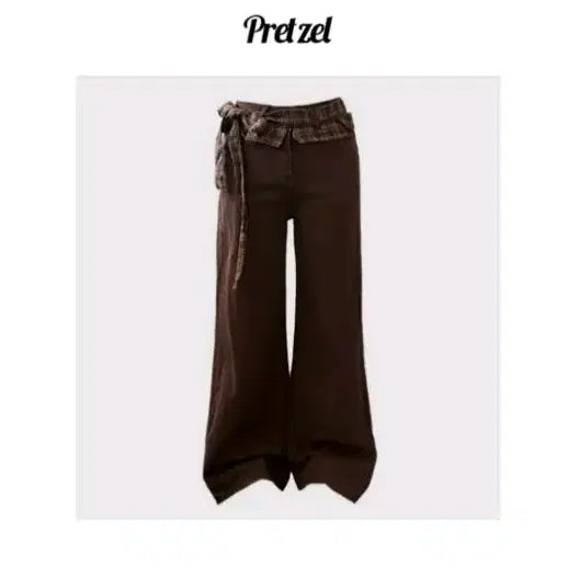 [BUNJANG] Check Strap Brown Long Pants - Size M / 체크 스트랩 브라운 롱팬츠 M