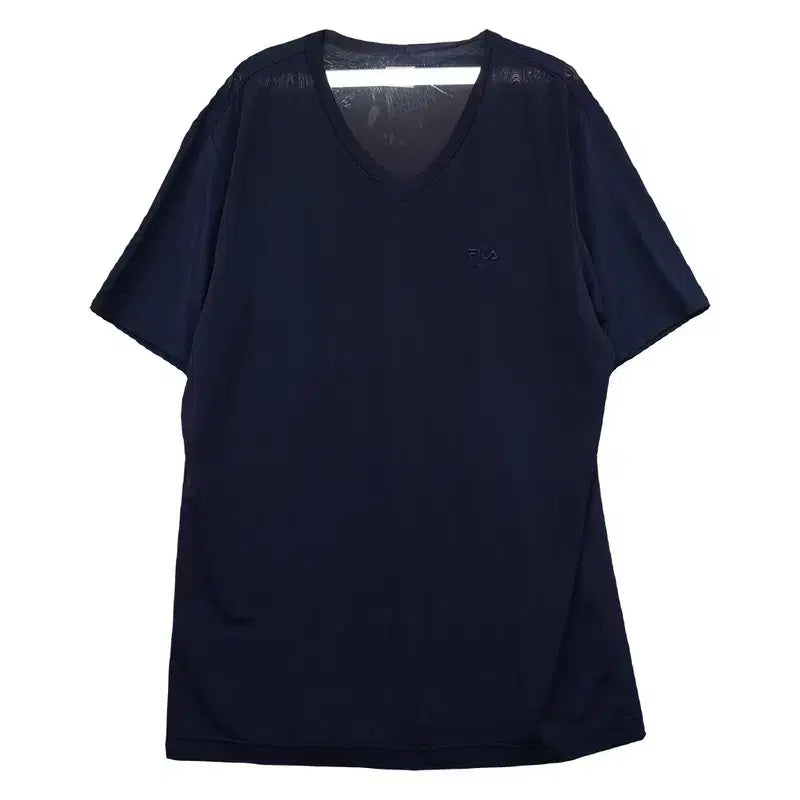 [BUNJANG] Fila Navy V-Neck Short Sleeve T-Shirt / 휠라 네이비 브이넥 반팔티 105