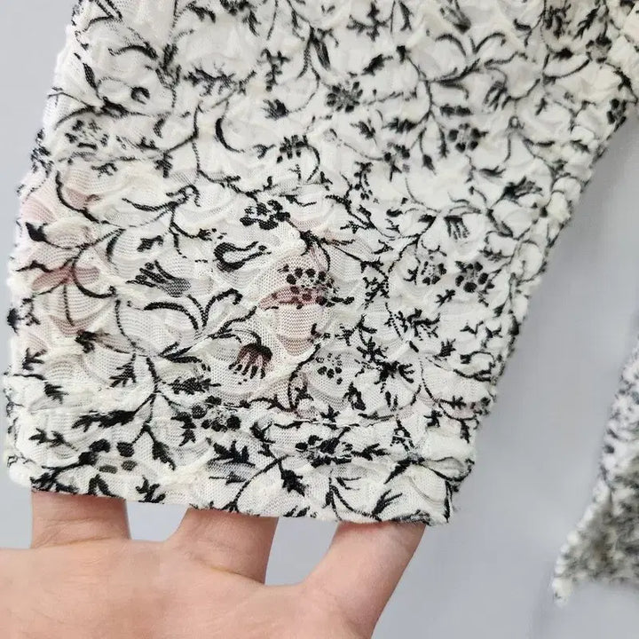 [BUNJANG] Vintage Crinkle Flower Long Sleeve Tee - Made in Japan / 빈티지 크링클플라워 긴팔 티 MADE IN JAPAN
