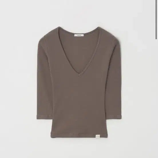 [BUNJANG] Letter and Deep V-Neck Slim Top Brown / 레터앤 딥 브이넥 슬림 탑 브라운