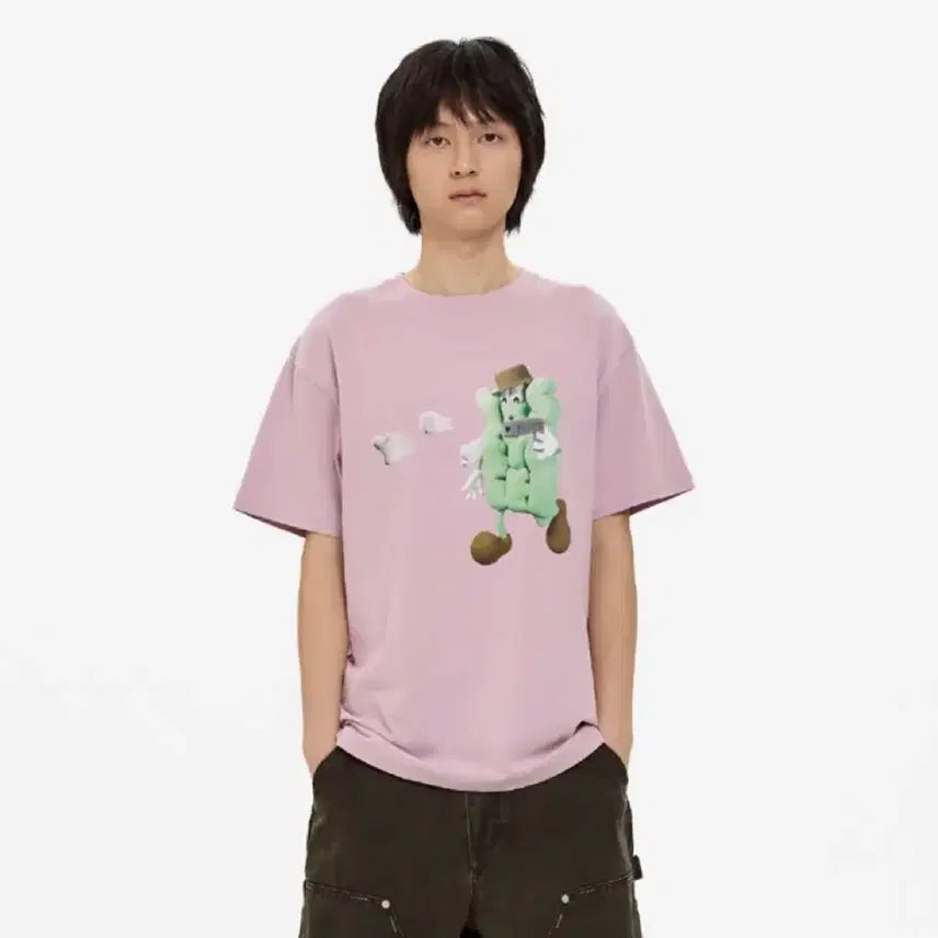 [BUNJANG] YESSEEYOU Shooting Short Sleeve T-Shirt Light Pink / 예스아이씨 슈팅 반팔티 라이트핑크