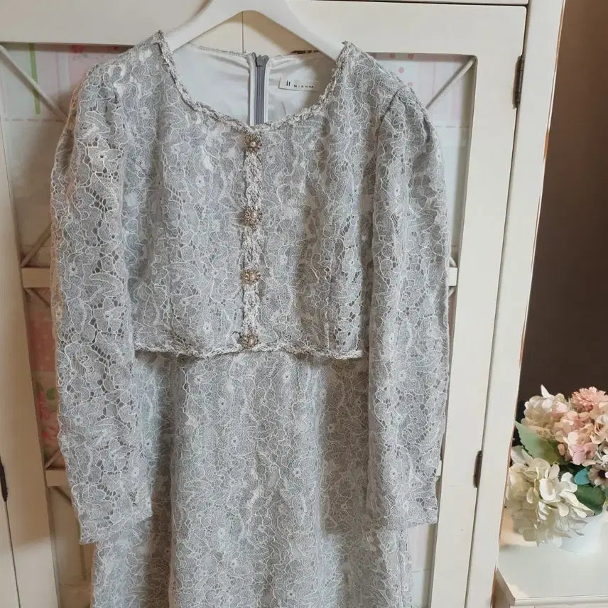 [BUNJANG] It MICHAA Lace Long Dress / 잇미샤 레이스 롱원피스/통통55-66
