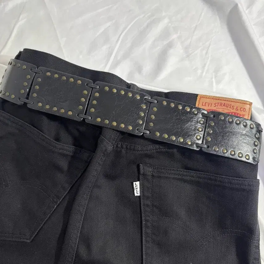 [BUNJANG] Vimoda Paris Ornament Buckle Studded Real Leather Belt / Vimoda 오너먼트 버클 스터드 리얼 레더 벨트
