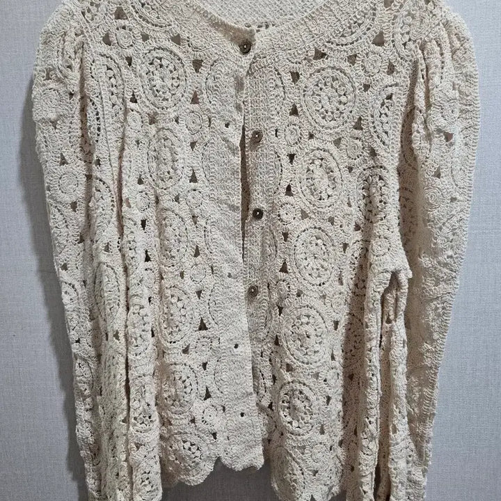 [BUNJANG] Ivory Crochet Knit Cardigan One Size / 아이보리 크로셰 뜨개 가디건 새상품 프리 사이즈
