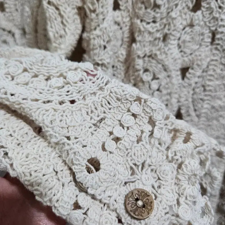 [BUNJANG] Ivory Crochet Knit Cardigan One Size / 아이보리 크로셰 뜨개 가디건 새상품 프리 사이즈