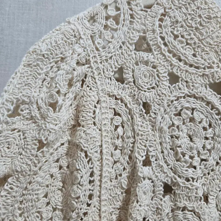 [BUNJANG] Ivory Crochet Knit Cardigan One Size / 아이보리 크로셰 뜨개 가디건 새상품 프리 사이즈
