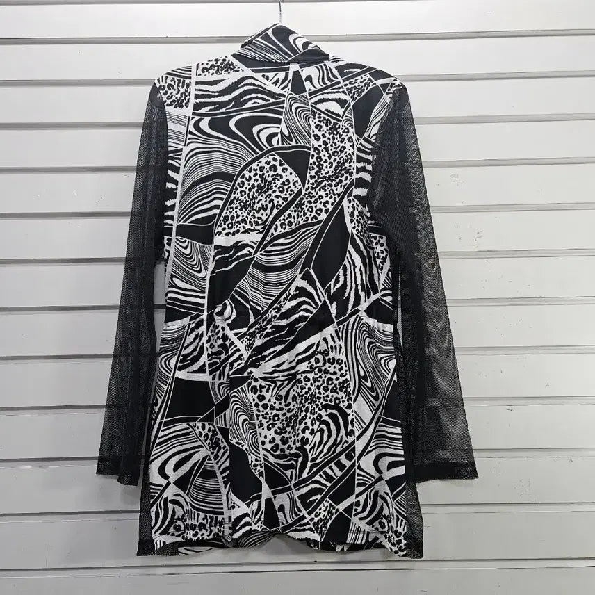 [BUNJANG] Bohok Collection Black &amp; White Mesh Point Long Jumper / 복호콜렉션 블랙 화이트 망사포인트 부인복 롱점퍼/보물찾기천사