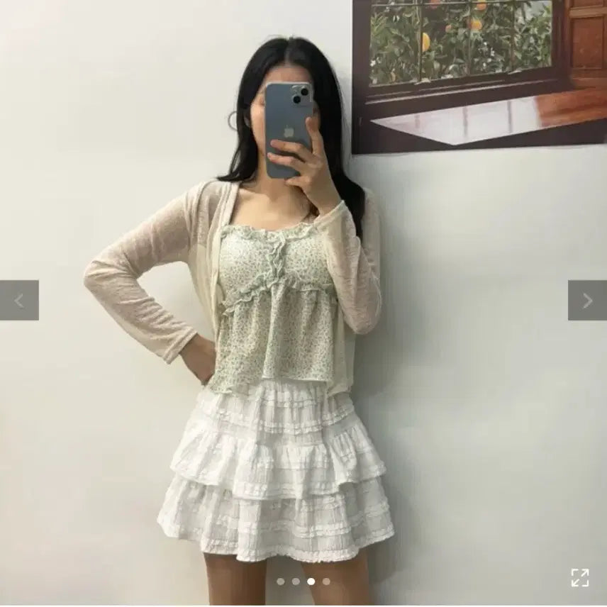 [BUNJANG] Mint Green Camisole Cardigan Set / 연두색 뷔스티에 가디건 세트