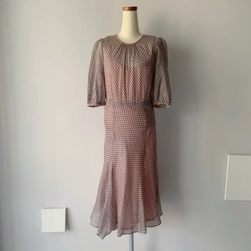 [BUNJANG] JILLSTUART Pattern Chiffon Long Dress Italian Imported Fabric / 질스튜어트 패턴 쉬폰 롱 원피스 이태리 수입 원단