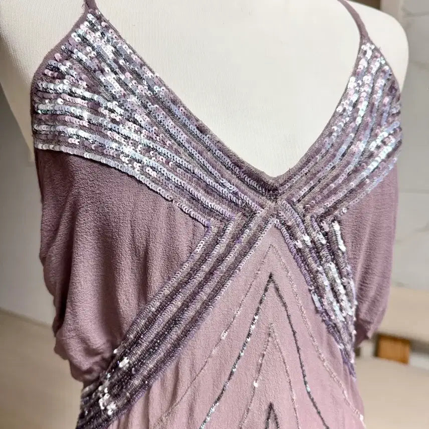 [BUNJANG] Patrizia Pepe Silk Blouse with Beaded Embellishments / 파트리질아페페 연한 팥죽색 비즈장식 블라우스, 109%실크
