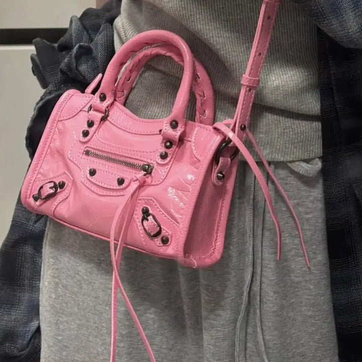 [BUNJANG] Genuine Leather Mini Bag - Pink / 소가죽 핑크 가방