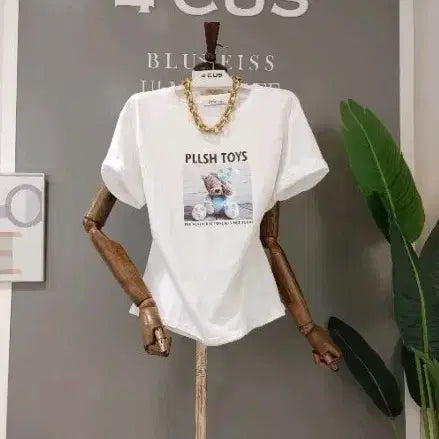 [BUNJANG] Focus Cubic Bear Short Sleeve T-Shirt / 포커스 큐빅 곰돌이 반팔 티셔츠