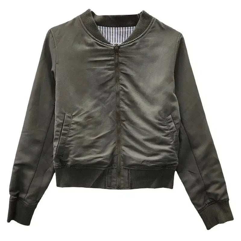 [BUNJANG] Vintage Casual Blouson Grey Jacket M / 빈티지 캐주얼 블루종 그레이 자켓 M