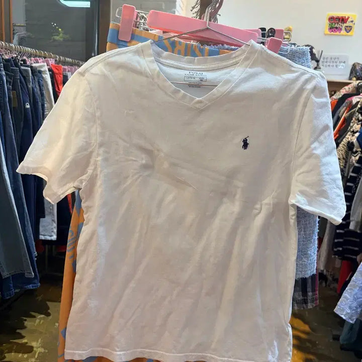 [BUNJANG] Polo Ralph Lauren V-Neck Short Sleeve T-Shirt White / 폴로 랄프로렌 V넥 반팔 티셔츠 화이트