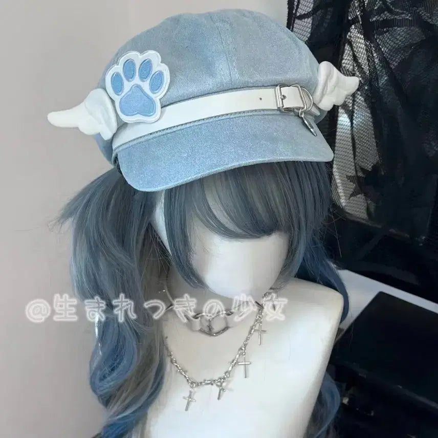 [BUNJANG] Yasu Style Winged Beret Hat (2 Colors) / 서브컬처 데일리 날개 장식 야스 스타일 베레모 모자(2컬러)