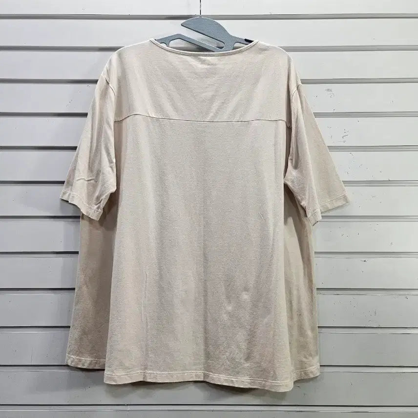[BUNJANG] Beige Cotton Blend Color Block Blouse Size 99 / 연베이지 면혼방 배색 블라우스 99/보물찾기천사