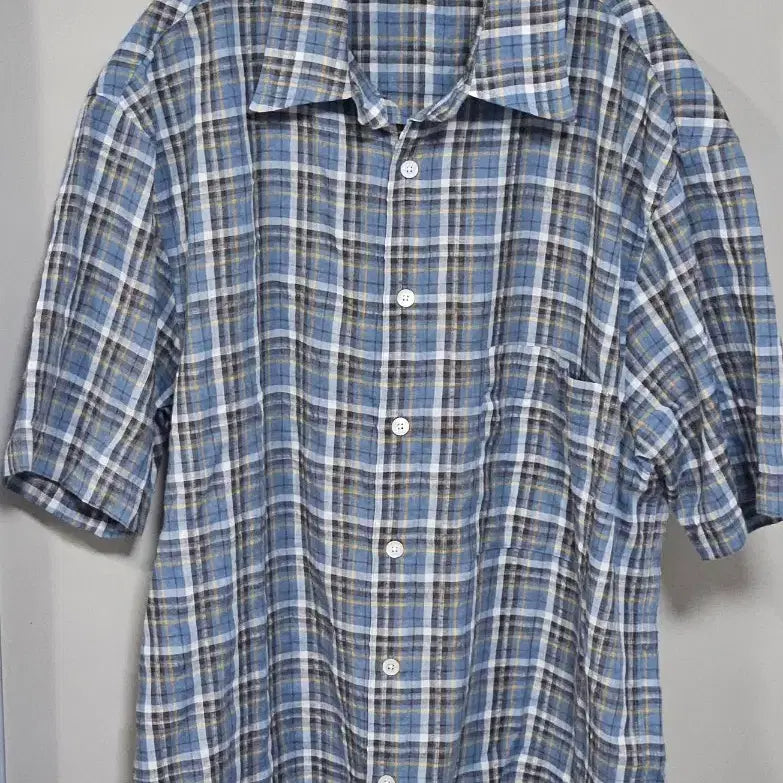 [BUNJANG] Known String Check Shirt Blue Size 1 / 노운 스트링 체크 셔츠 블루 1사이즈