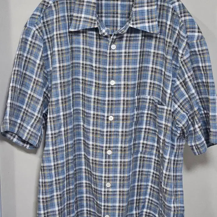 [BUNJANG] Known String Check Shirt Blue Size 1 / 노운 스트링 체크 셔츠 블루 1사이즈