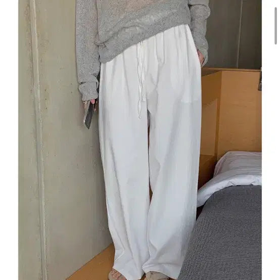 [SOLD OUT] 오디너리먼트 코튼 밴딩 팬츠 화이트 프리사이즈
