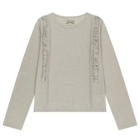 [BUNJANG] COYSEIO Ruffle Long Sleeve T-Shirt Oatmeal / COYSEIO 러플 긴팔티 오트밀