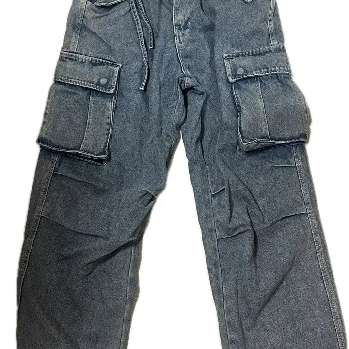 [BUNJANG] Chicks Point Cargo Denim Pants (Medium Blue) / 칙스 포인트 카고 데님 팬츠 중청