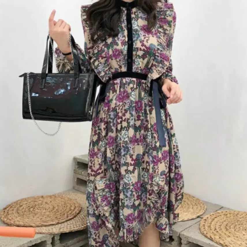 [BUNJANG] Flower Long Dress / 플라워 롱원피스