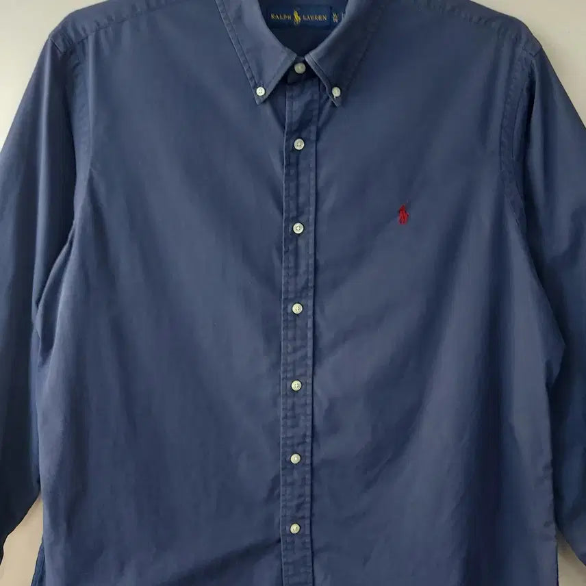 [BUNJANG] Polo Ralph Lauren Button-Down Solid Shirt XL Navy / 폴로랄프로렌 XL 버튼다운 솔리드 셔츠. NV. -A