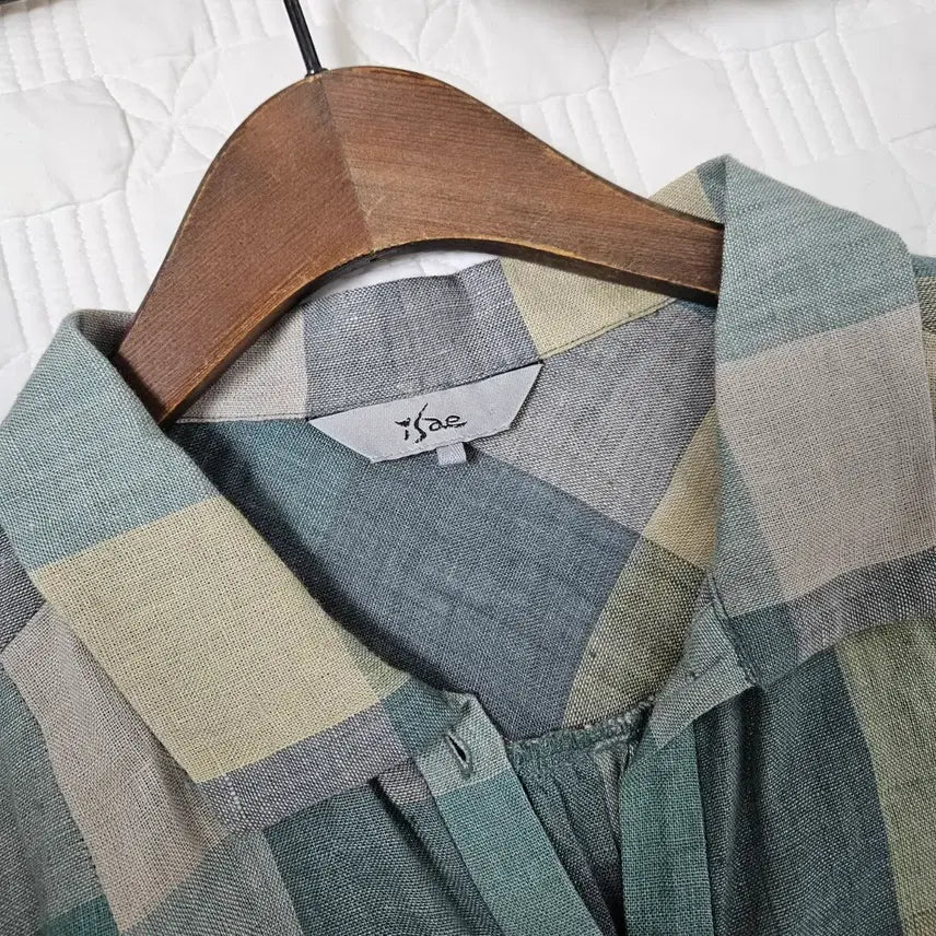[BUNJANG] isae Linen Check Shirt Dress Long Shirt Style / 이새 isae 체크 셔츠 린넨 원피스 롱 남방 스타일