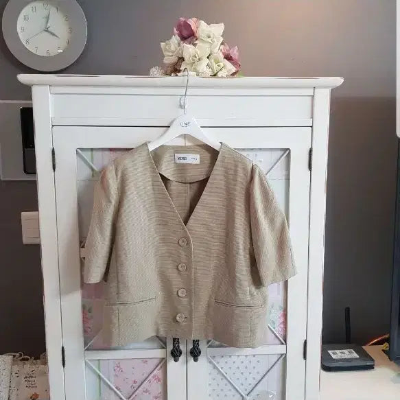 [BUNJANG] MIXXO Beige 5-Sleeve Jacket (Size XL) / 미쏘 자켓/통통66-77