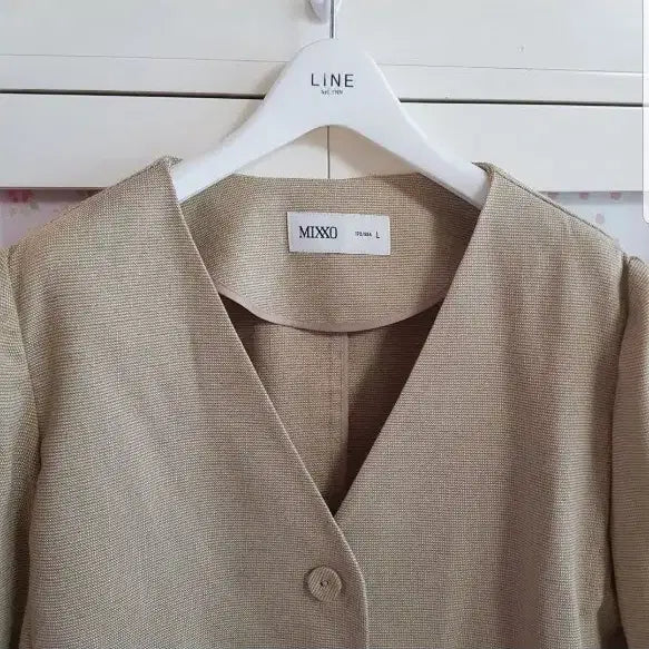 [BUNJANG] MIXXO Beige 5-Sleeve Jacket (Size XL) / 미쏘 자켓/통통66-77