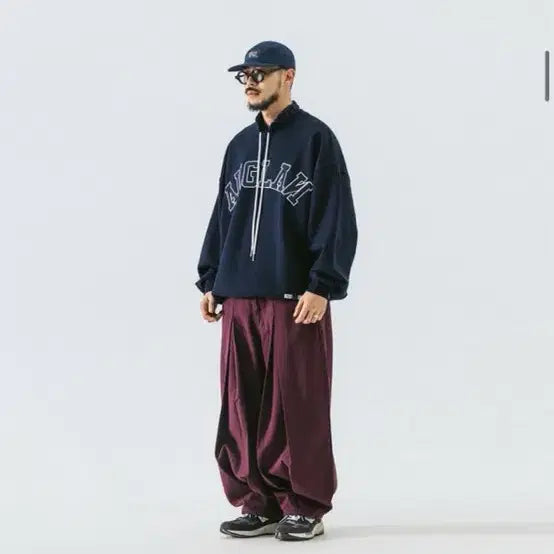 [BUNJANG] Anglan Wing Tuck Balloon Pants Burgundy / 앵글런 wing tuck balloon pants 버건디