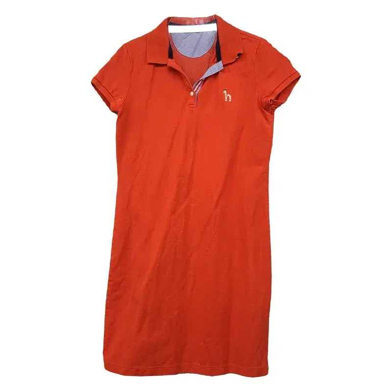 [BUNJANG] HAZZYS Orange Short-Sleeve Polo Dress / 해지스 오렌지 반팔 카라 원피스 85