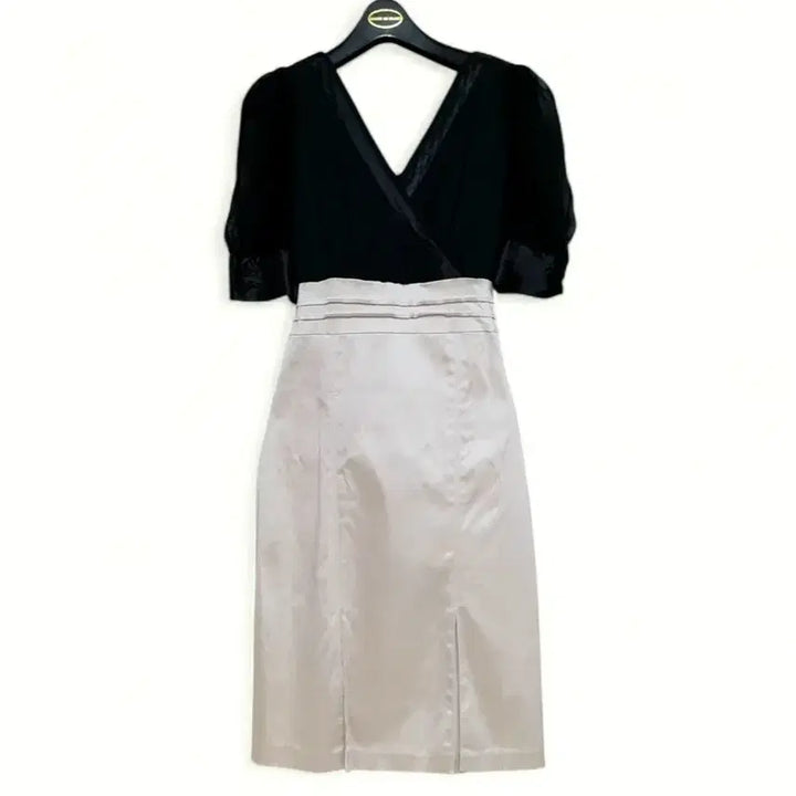 [BUNJANG] Black Puff Sleeve Sheer Chiffon Dress / 55 여성 정장 원피스 쉬폰  블랙 스판 여자 스커트 치마 검정 원피스