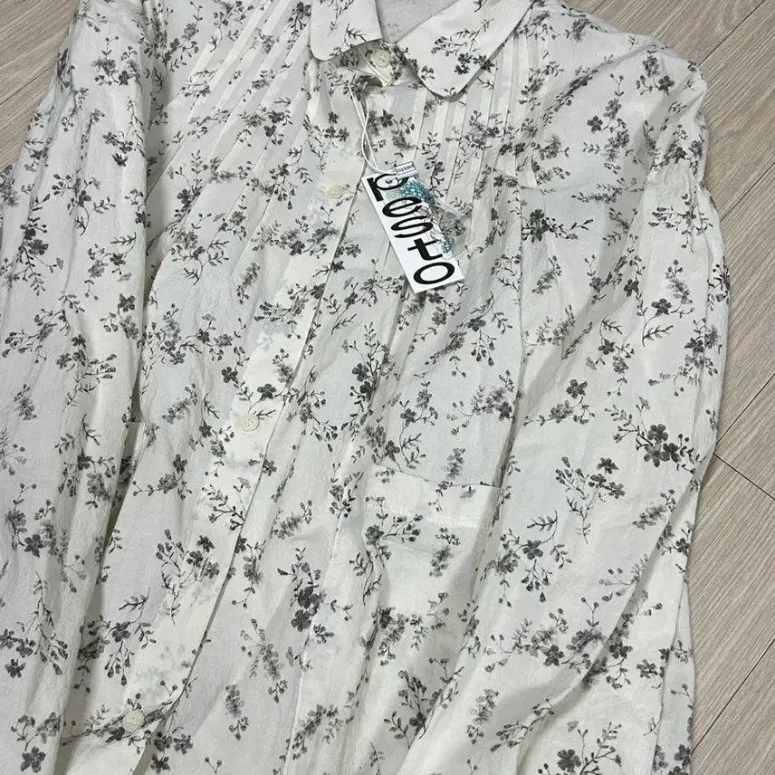[BUNJANG] FESTO Oversized Pin Tuck Shirt Jacket - Flower Print / 페스토 오버사이즈 셔츠자켓 플라워