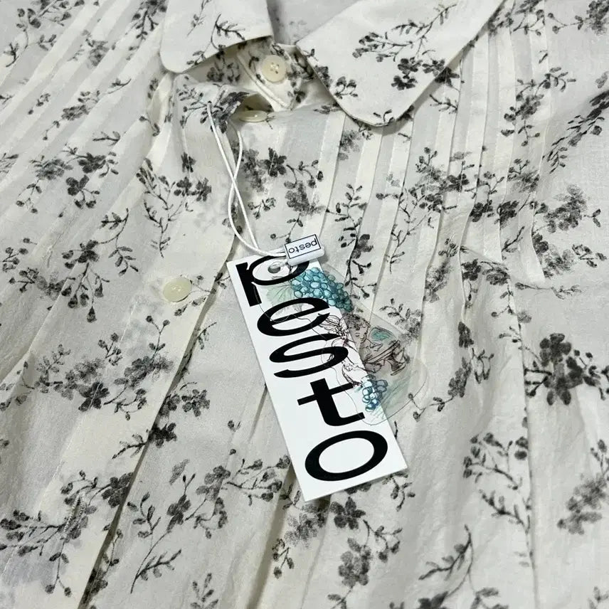 [BUNJANG] FESTO Oversized Pin Tuck Shirt Jacket - Flower Print / 페스토 오버사이즈 셔츠자켓 플라워