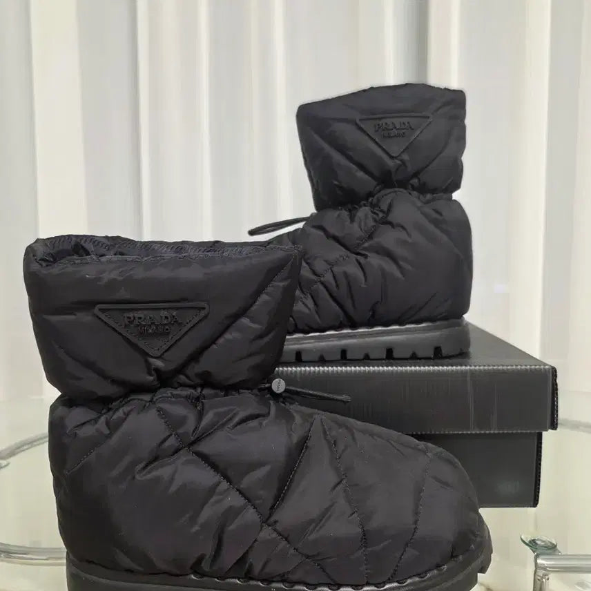 [BUNJANG] Prada Quilted Nylon Fabric Boots Black Women&