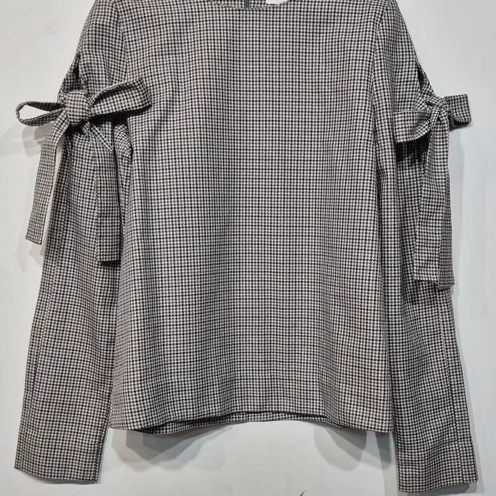 [BUNJANG] COS Checked Ribbon Blouse / COS 체크  리본 블라우스