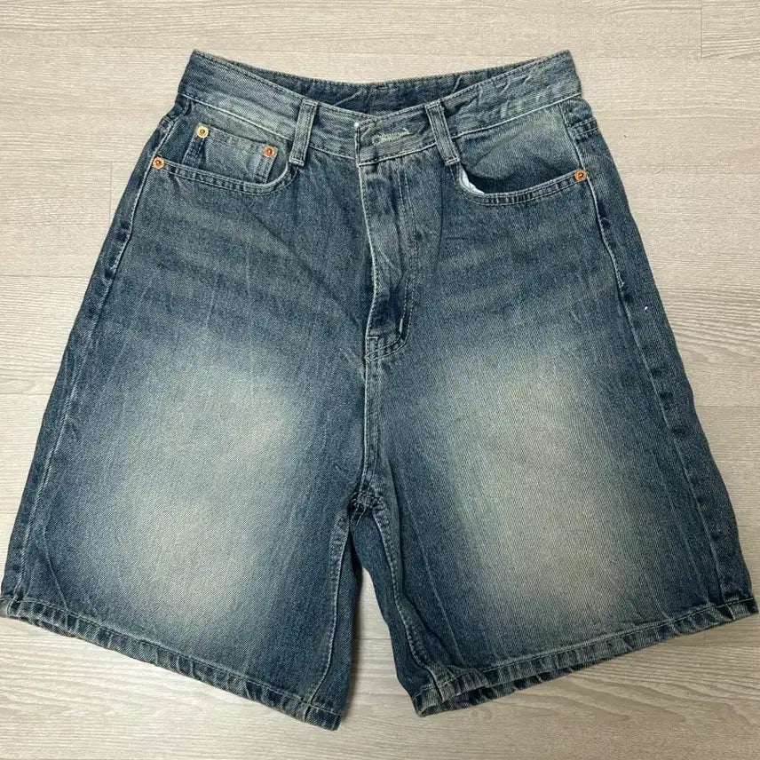 [BUNJANG] 4-Length Wide Denim Pants / 4부 와이드 데님팬츠