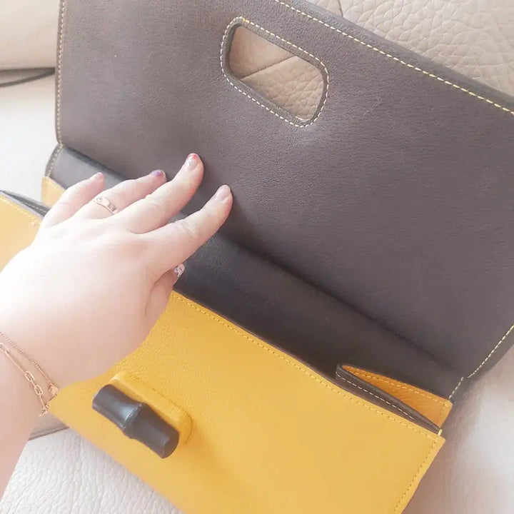 [BUNJANG] Bamboo Leather Clutch Bag / 뱀부 가죽 클러치백